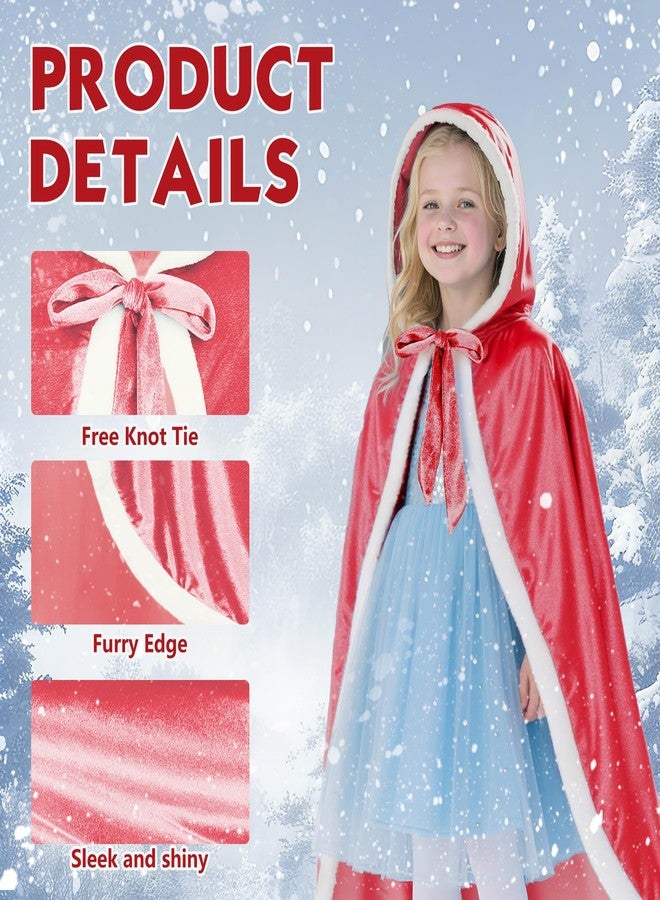 Zando Toddler Princess Dress Up for Girls Fur Hooded Red Cape Cloak Fade Resistant Secure Self-Tying Neck Strap Halloween Christmas Birthday Party Vampires demons 5-7T - Image 2